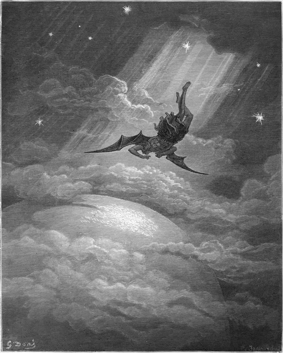 The Fall of Lucifer by Gustave Doré (1866) - Angels cast down from heaven into darkness, depicting the consequence of seeking glory outside oneself