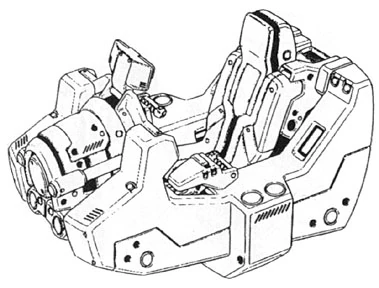 Mechanical line-art schematic of the ZERO System cockpit interior, showing two seats and console arrangement